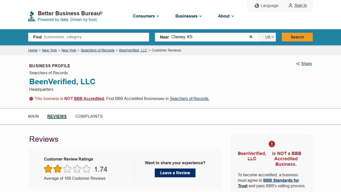 BeenVerified, LLC | BBB Reviews | Better Business Bureau